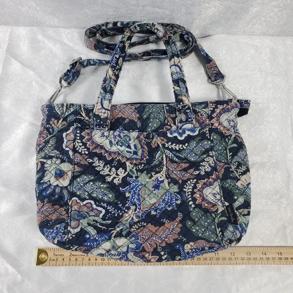Vera Bradley Glenna Satchel Crossbody Bag Java Navy Camo Retired Pattern